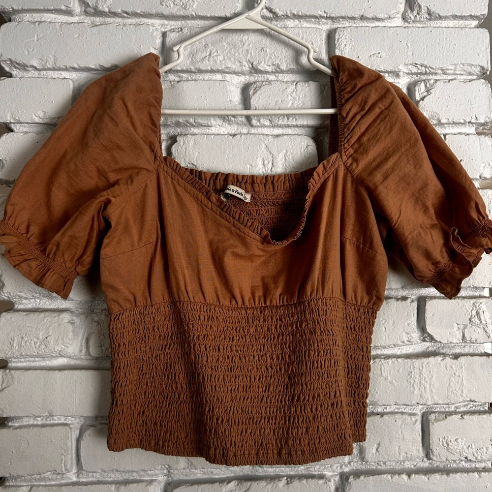Abercrombie & Fitch Rust Puff Sleeve Blouse